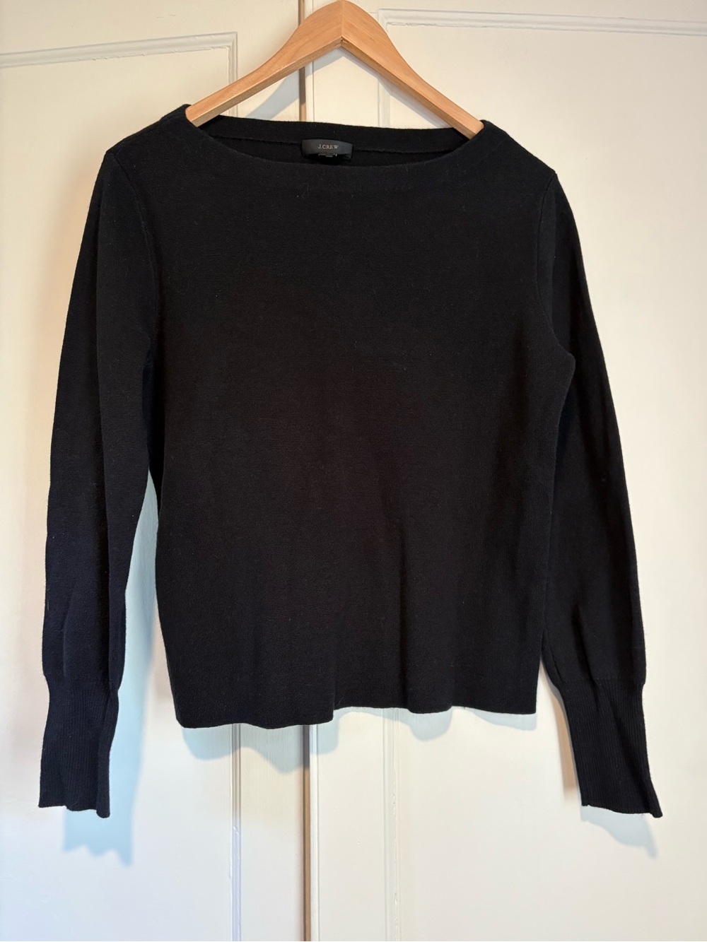 J. Crew Black Boatneck Wool & Cotton Sweater